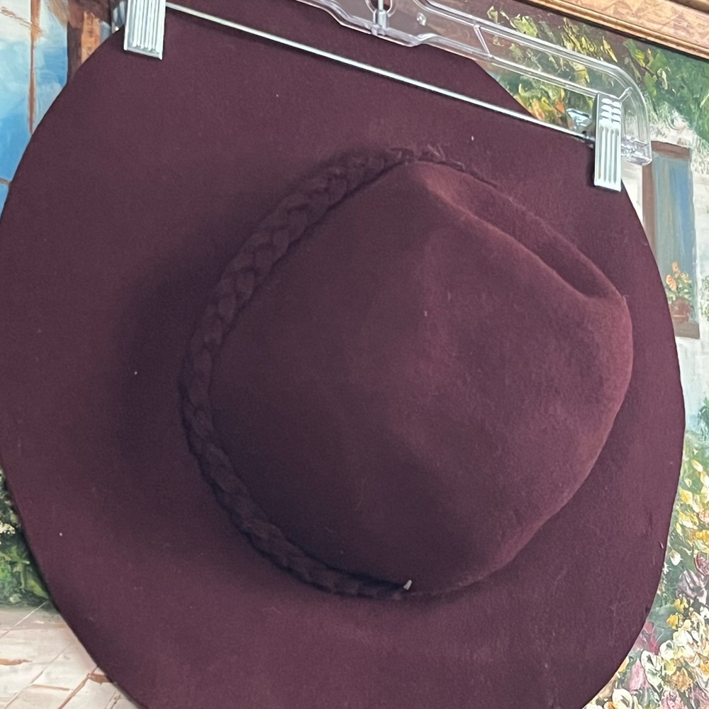 Stylish Burgundy Hat with Braided Band